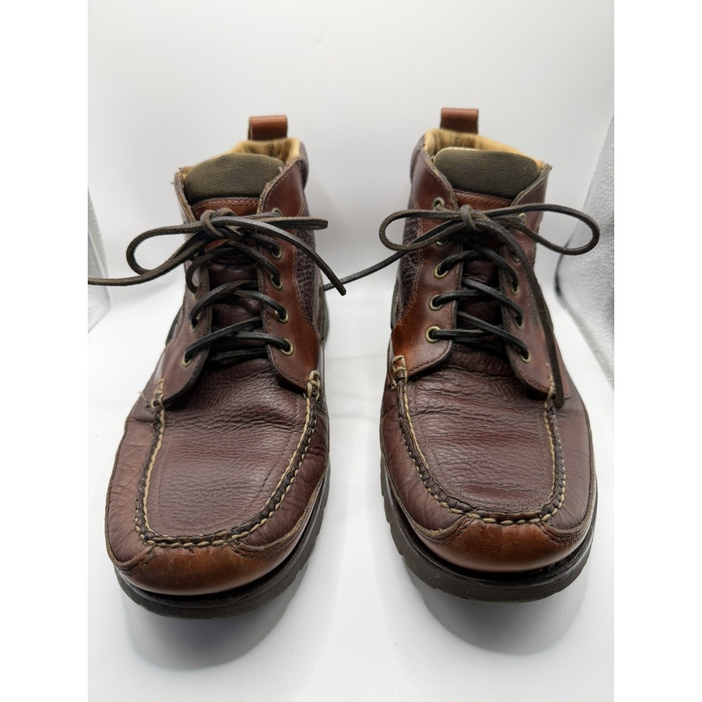 L.L .BEAN Allagash Bison Leather Chukka Boots Size 11D Handsewn Moc Toe Vintage